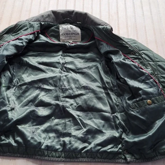 Jack Wills Cordings Quilted Barn Jacket Snap Zipper Elbow Patch Corduroy Collar - Picture 8 of 11